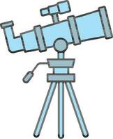 Illustration of Blue Color Telescope Icon in Flat Style. vector