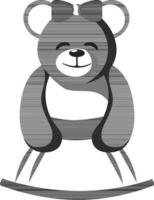 Cartoon Female Bear Character In Black And White Color. vector