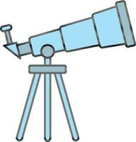 Isolated Tripod Telescope Icon in Blue Color. vector