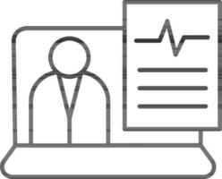 Patient Medical Report In Laptop Icon. vector