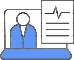 Patient Medical Report In Laptop Icon. vector