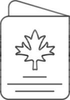 Maple Leaf Symbol On Card Icon In Thin Line. vector