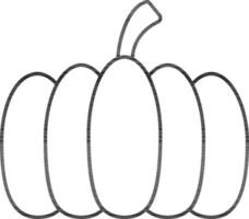 Pumpkin Icon In Black Line Art. vector