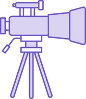 Illustration of Purple And White Color Telescope Icon in Flat Style. vector