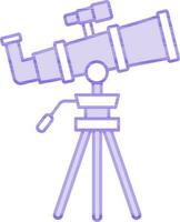 Illustration of Purple And White Color Telescope Icon in Flat Style. vector