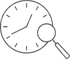 Search Time Icon In Black Outline. vector