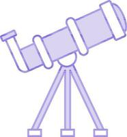 Isolated Purple And White Color Telescope Icon in Flat Style. vector