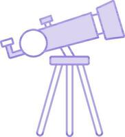 Isolated Purple And White Color Tripod Telescope Icon in Flat Style. vector