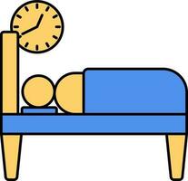 Bedtime Icon In Blue And Yellow Color. vector