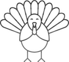 Turkey Bird Icon In Thin Line Art. vector