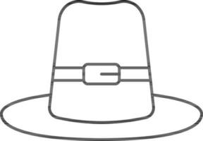 Pilgrim Hat Icon In Black Line Art. vector