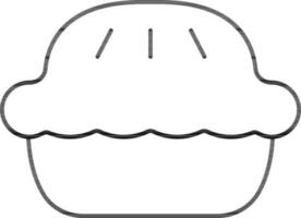 Pie Cake Icon In Black Line Art. vector