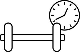 Gym Time Icon In Black Line Art. vector