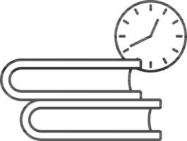 Study Time Icon In Black Line Art. vector