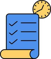 Task Or Survey Time Icon In Blue And Yellow Color. vector