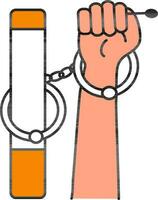 Handcuffs Hand With Cigarette Icon In Flat Style. vector