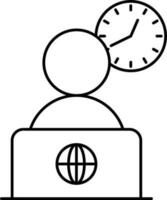 Working Time Icon In Black Line Art. vector