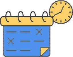 Schedule Icon In Blue And Yellow Color. vector