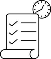 Task Or Survey Time Icon In Black Outline. vector