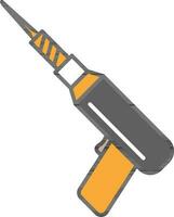Grey And Orange Driller Icon In Flat Style. vector