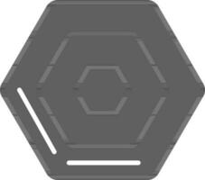 hexagonal nuez gris icono en plano estilo. vector