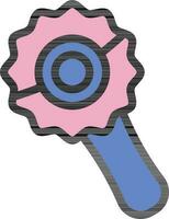 Rattle Icon In Pink And Blue Color. vector