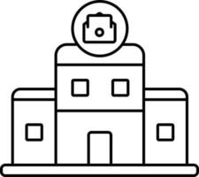 Post Office Building Line Art Icon In Flat Style. vector