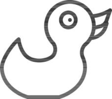 Duck Toy Icon In Black Line Art. vector