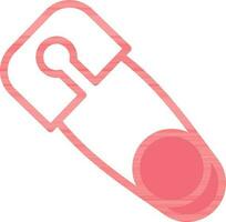 Safety Pin Icon In Red And White Color. vector