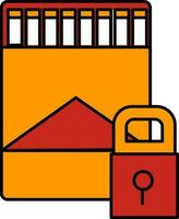 cigarrillo paquete bloqueado icono en rojo y naranja color. vector