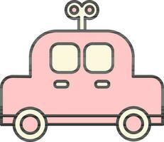 Clockwork Toy Car Icon In Pink Color. vector