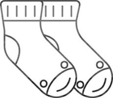 Isolated Socks Icon In Black Line Art. vector