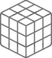 rubik cubo plano icono en negro Delgado línea. vector