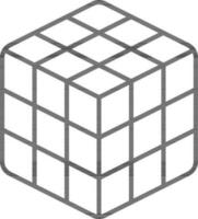 Rubik Cube Flat Icon In Black Thin Line. vector