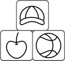 Education Blocks Cube Icon In Black Outline. vector