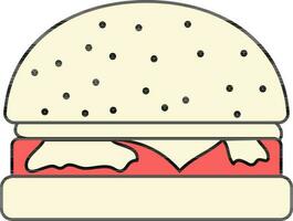Burger icon In Yellow And Red Color. vector