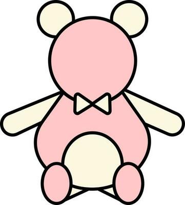 Teddy Bear Icon In Pink And Light Yellow Color.