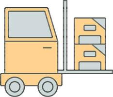 Cargo Forklift Icon In Yellow And Gray Color. vector