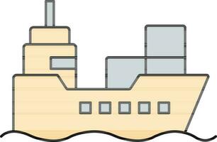 Cargo Ship Icon In Yellow And Gray Color. vector