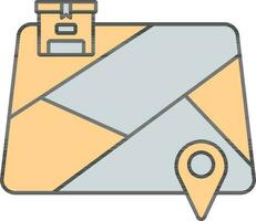 Parcel Tracking Location Icon In Yellow And Gray Color. vector