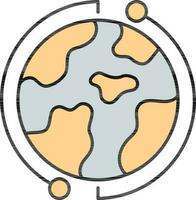 Refresh Globe Icon In Yellow And Gray Color. vector