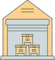 Warehouse Icon In Yellow And Gray Color. vector