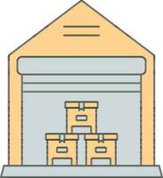 Warehouse Icon In Yellow And Gray Color. vector