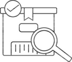 Searching Approve Parcel Icon In Black Outline. vector