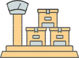 Weighing Goods Scale Icon In Yellow And Gray Color. vector