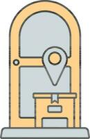 Doorstep Delivery Icon In Yellow And Gray Color. vector