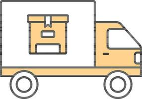 paquete o empaquetar entrega camión icono en amarillo y blanco color. vector