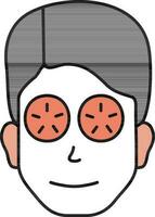 Man Facial Mask With Cucumber Icon In Flat Style. vector