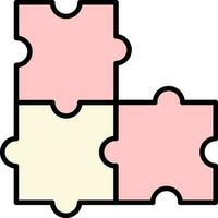 Jigsaw Puzzle Icon In Pink And Light Yellow Color. vector