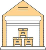 Warehouse Icon In Yellow And White Color. vector